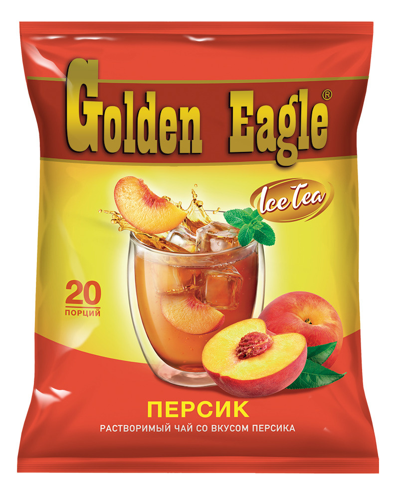 Растворимый чай со вкусом персика Golden Eagle, 20 пакетиков по 20 г.  #1