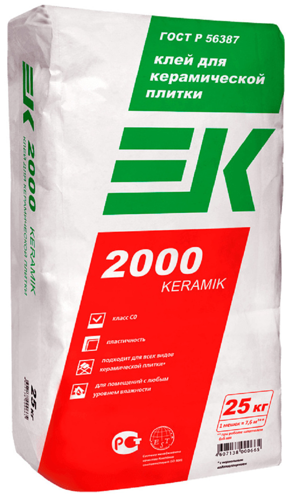 EK Клей для плитки Клей для керамической плитки 2000 KERAMIK, 25 кг 25 кг  #1