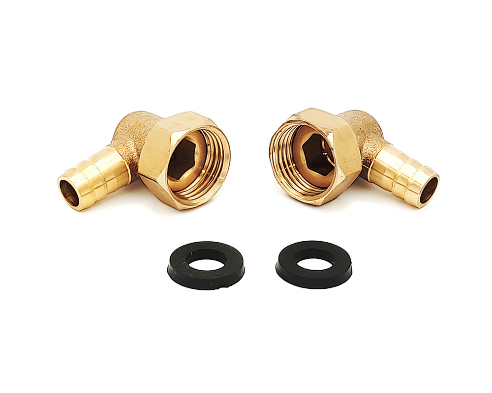 Уголок латунный с накидной гайкой 1/2 дюйма - штуцер 10 мм. Комплект (2 ...