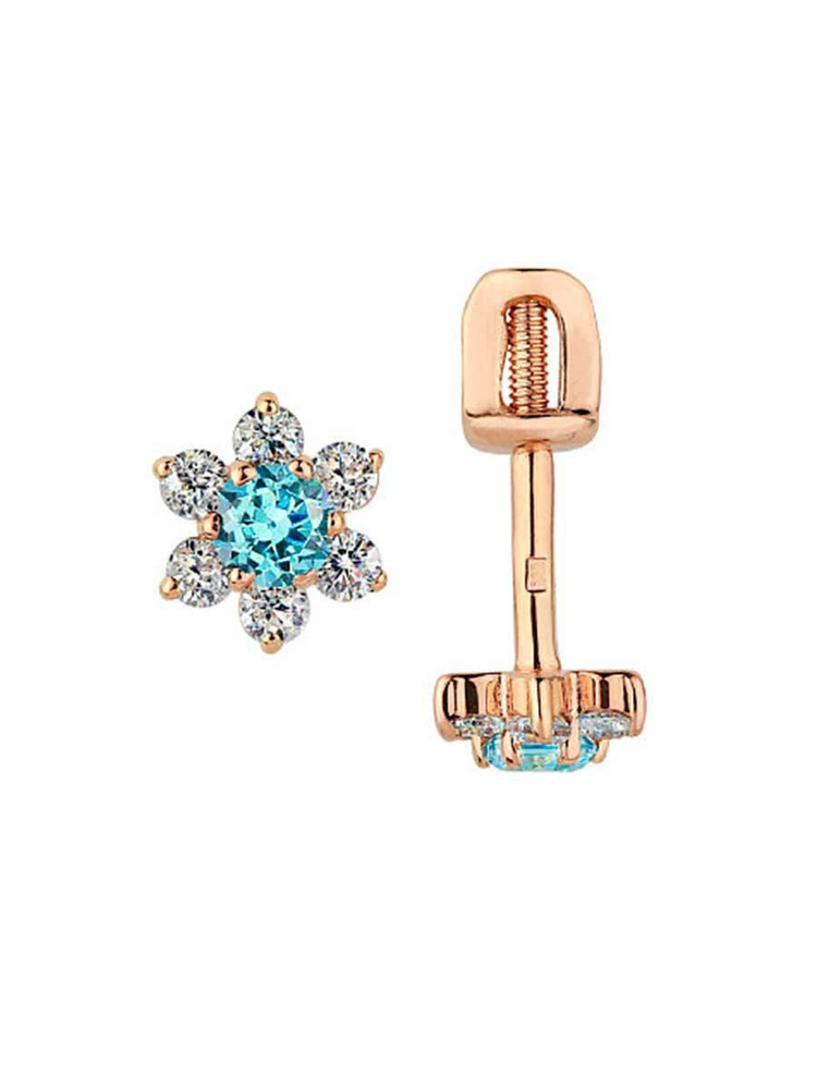 Юверос Серьги гвоздики пусеты женские, детские золото 585 / сережки с ...