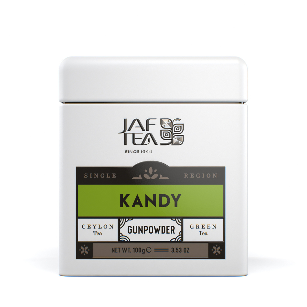 Чай цейлонский JAF TEA "Single Regions Kandy Gunpowder" зеленый листовой, сорт Gunpowder, 100 г. ж/б #1