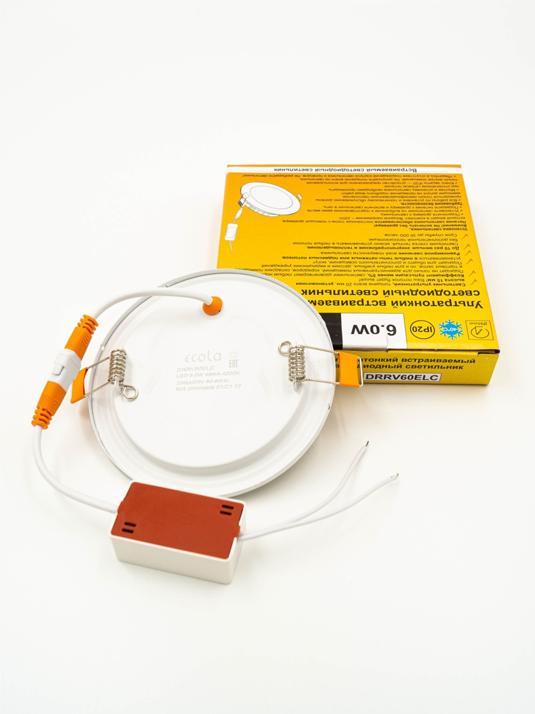 Комплект из 2 шт. Встраиваемый светодиодный светильник Ecola, круглый с ...