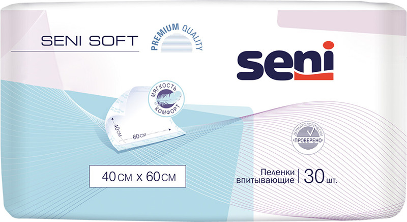 Пеленки впитывающие одноразовые медицинские Seni Soft 40х60 см, 30 шт.  #1