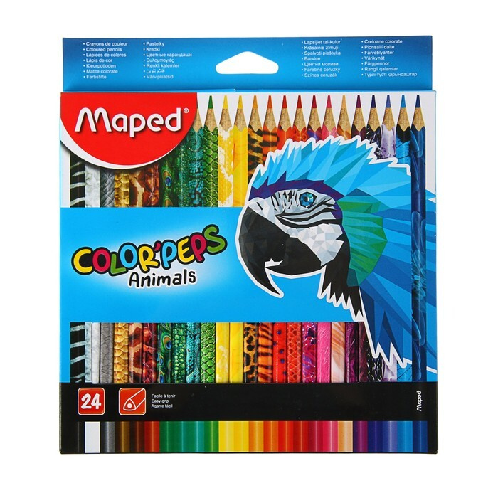 Карандаши трёхгранные 24 цвета, Maped Color Peps Animals #1