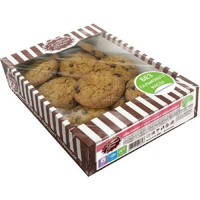 Печенье сдобное "Хлебный Спас" Овсяное с кусочками Шоколада, 500 г, 3 ...