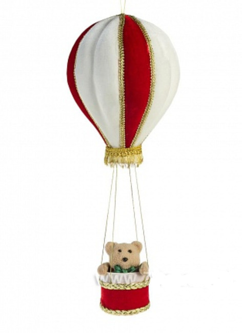 Елочная игрушка Европа Воздушный шар красно-серебряная 7 х 7 х 16 см