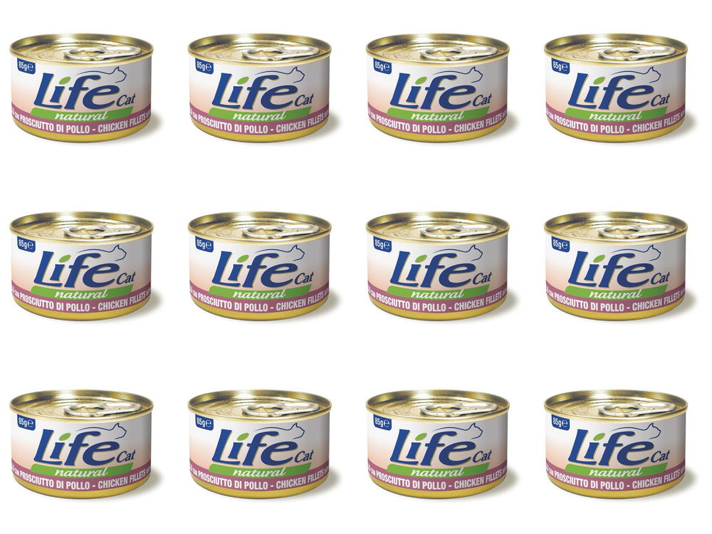 LifeCat корм консервированный для кошек Chicken with Ham, курица с ...