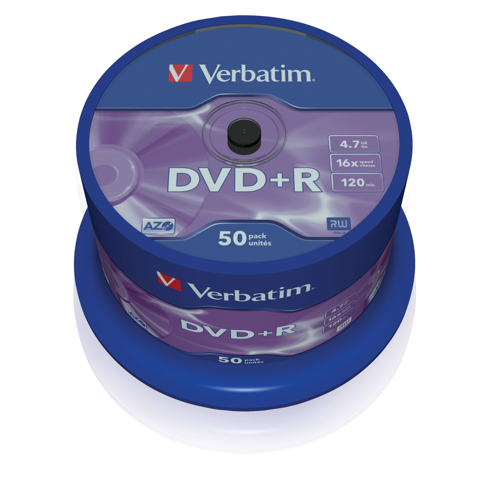 Verbatim Диск для записи DVD-R, 4,7 ГБ, 50 шт #1