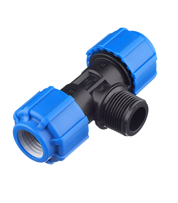 Тройник ПНД Tebo компрессионный переходной 20х20х3/4 НР(ш), 134354 ...