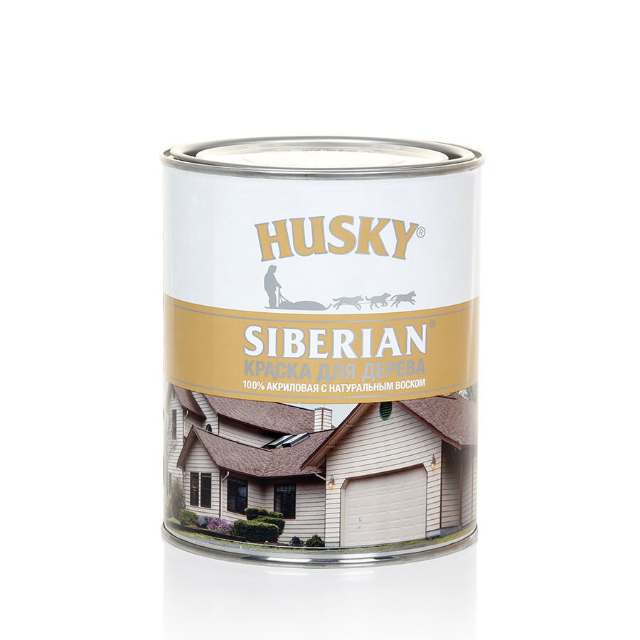 Краска для дерева Husky Siberian акриловая белая, база А, 0,9л #1