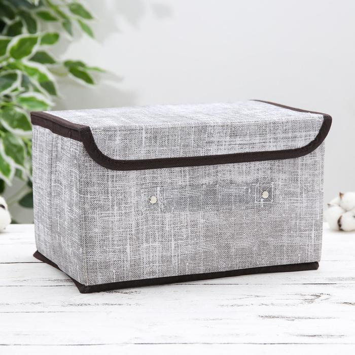 Короб стеллажный для хранения с крышкой "Ронда", 26х20,5х16 см, цвет серый  #1