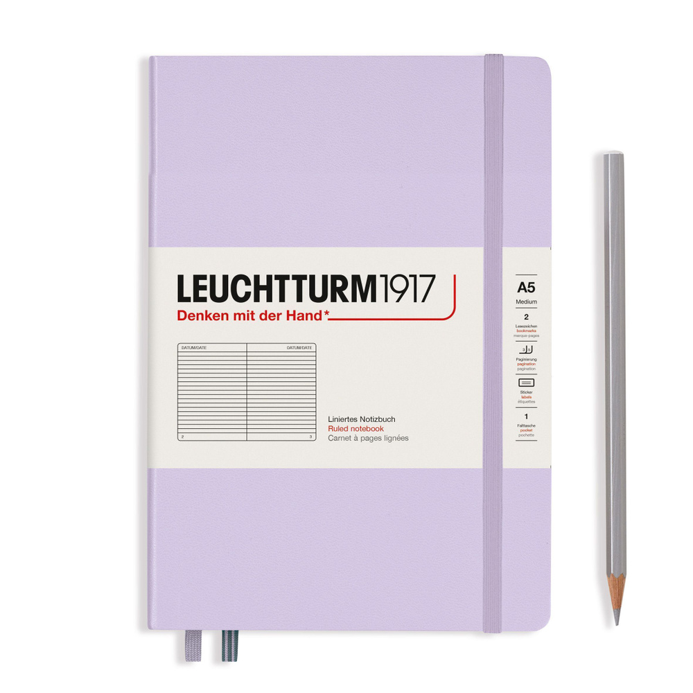 Блокнот Leuchtturm1917 Smooth Colours A5 (14.5x21см.), 80г/м2, 251 стр. (125 л.), в линейку, твердая #1