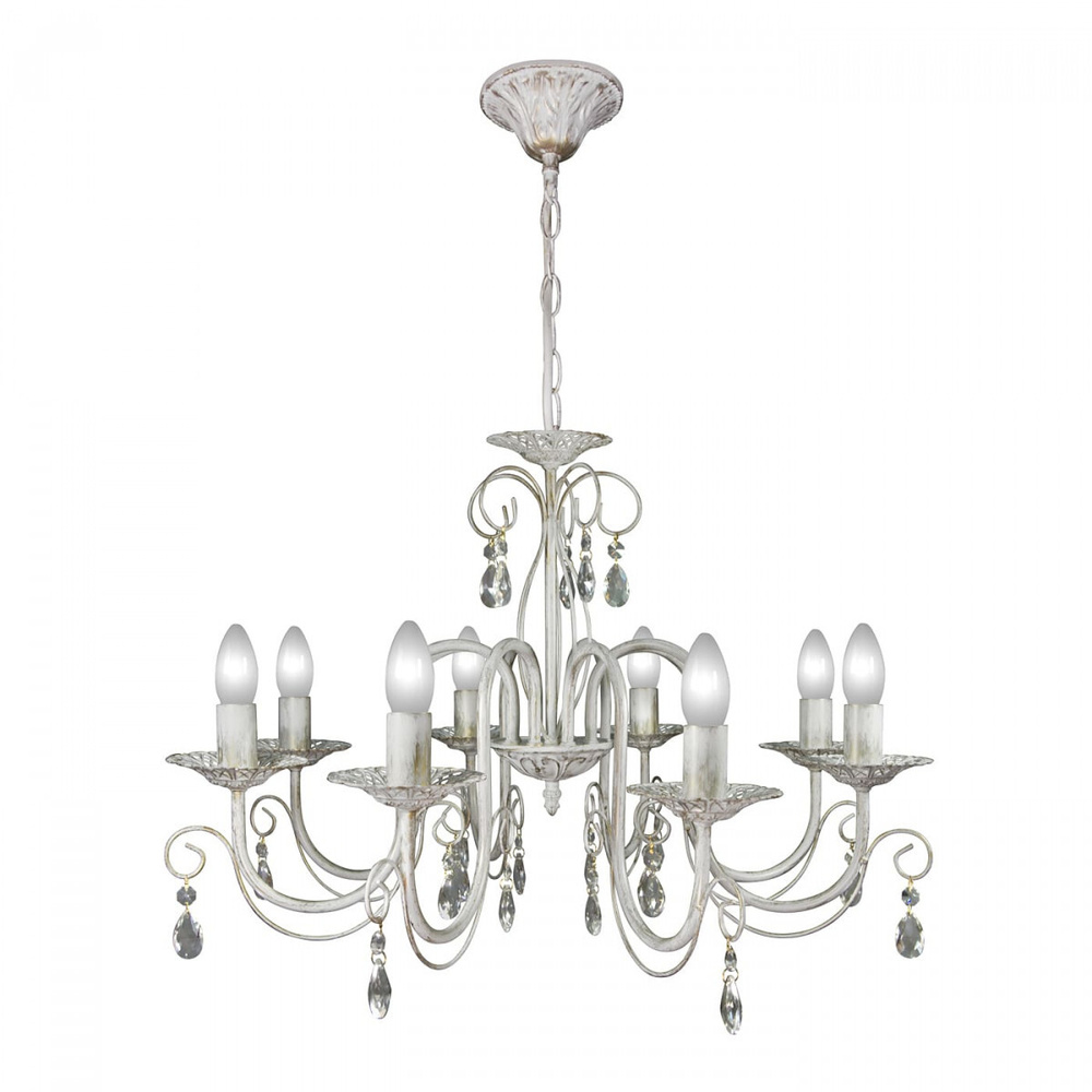 Люстра подвесная 8 ламп большая белая с хрусталем Петрасвет S1147-8 ...