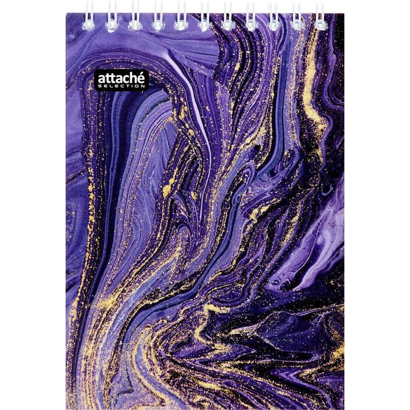 Блокнот Attache Selection Fluid A6 80 листов фиолетовый в клетку на спирали (101х145 мм)  #1