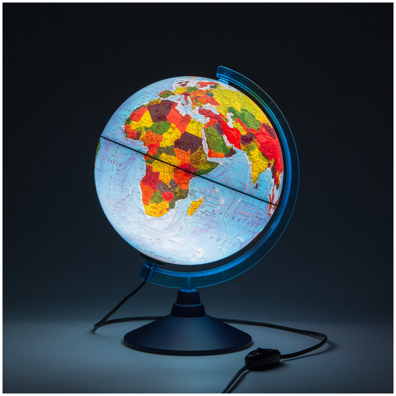 Глобус физико-политический Globen, 25см, интерактивный, с подсветкой накруглой подставке (работает от сети) - купить с доставкой по выгодным ценамв интернет-магазине OZON (833702789)
