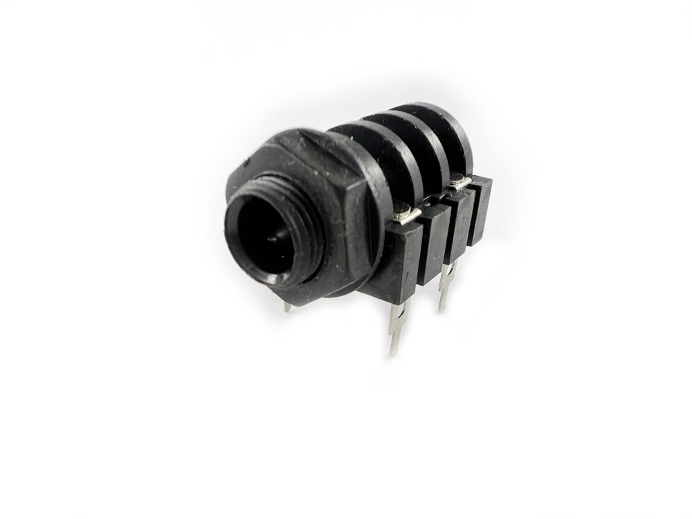 Разъем аудио 6.35мм гнездо моно пластик на корпус с гайкой (паук ...