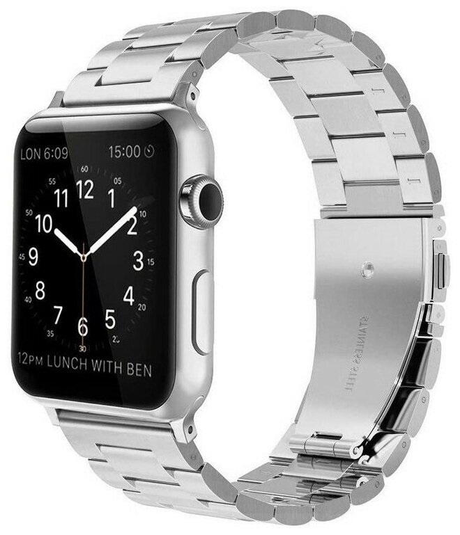 Ремешок металлический для умных смарт часов Apple Watch 42 / 44 / 45 / 49 mm, браслет блочный для умных #1