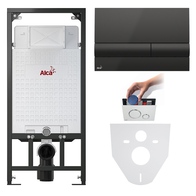 Инстaлляция с черной матовой кнопкой ALCAPLAST AM101/1120/M1718 для ...