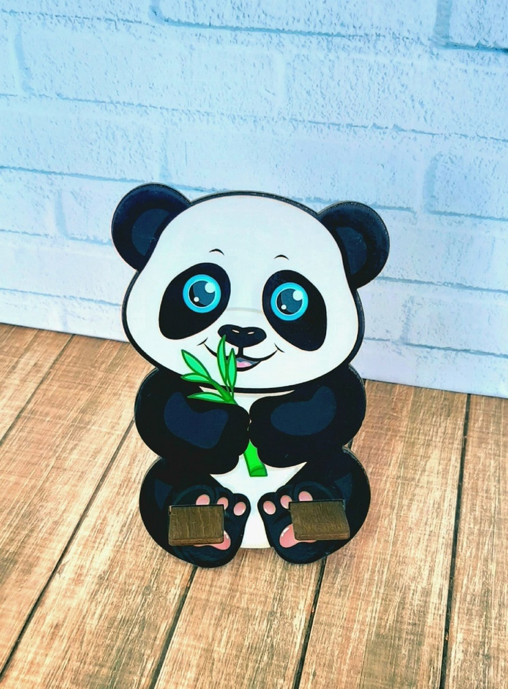 Подставка под телефон деревянная "Панда", держатель для мобильного телефона, подарок, панда  #1