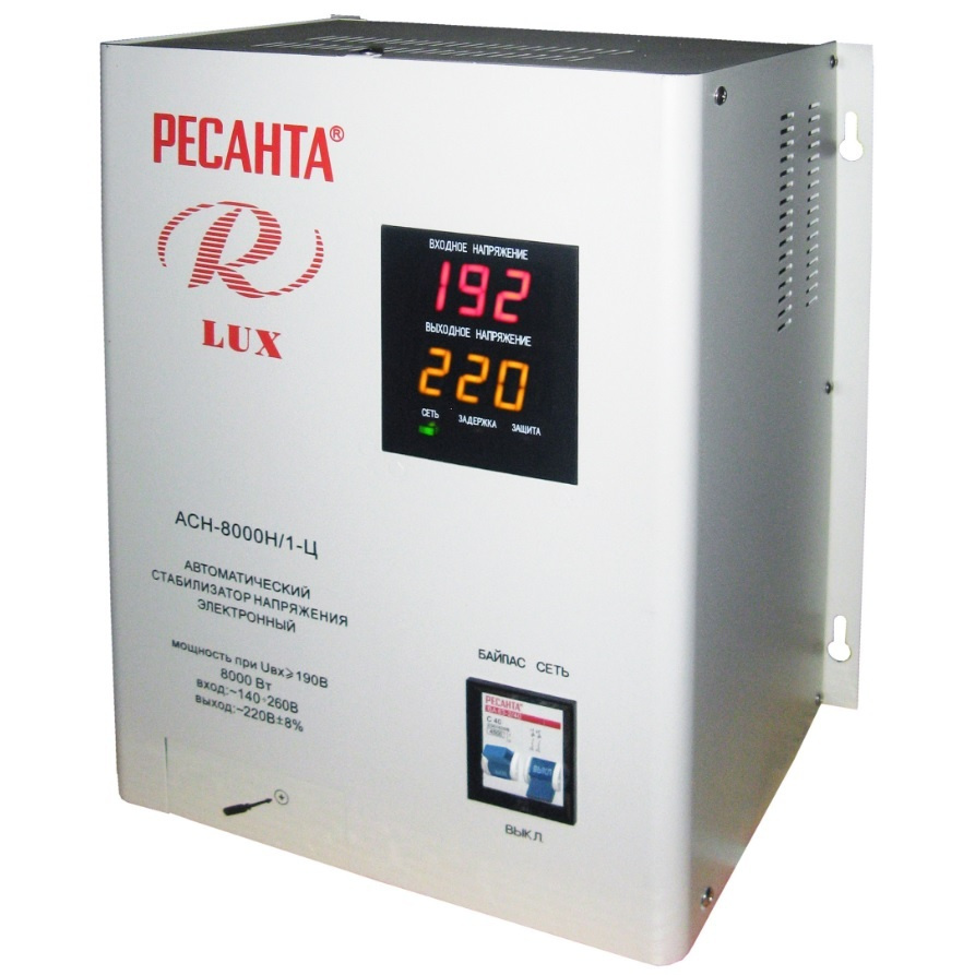 Стабилизатор настенный однофазный релейный Ресанта Lux "АСН-8000Н/1-Ц ...