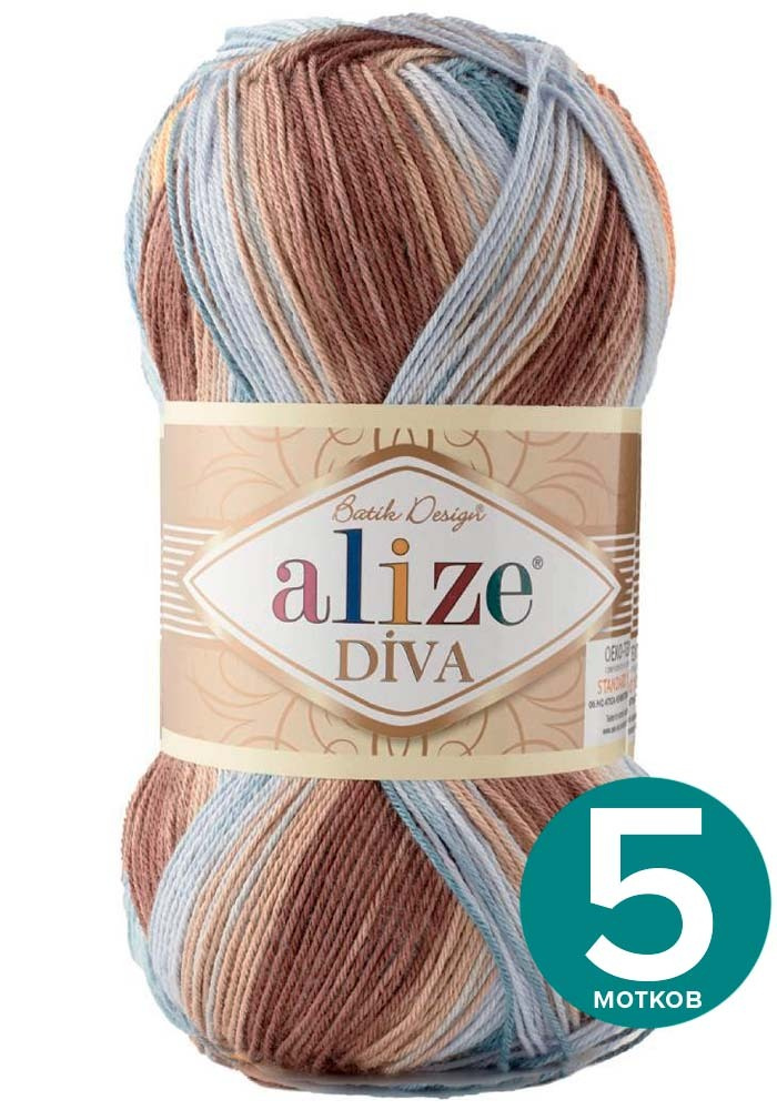 Пряжа Alize Diva Batik (Ализе Дива Батик) - 7648, 100 г / 350 м (100% ...