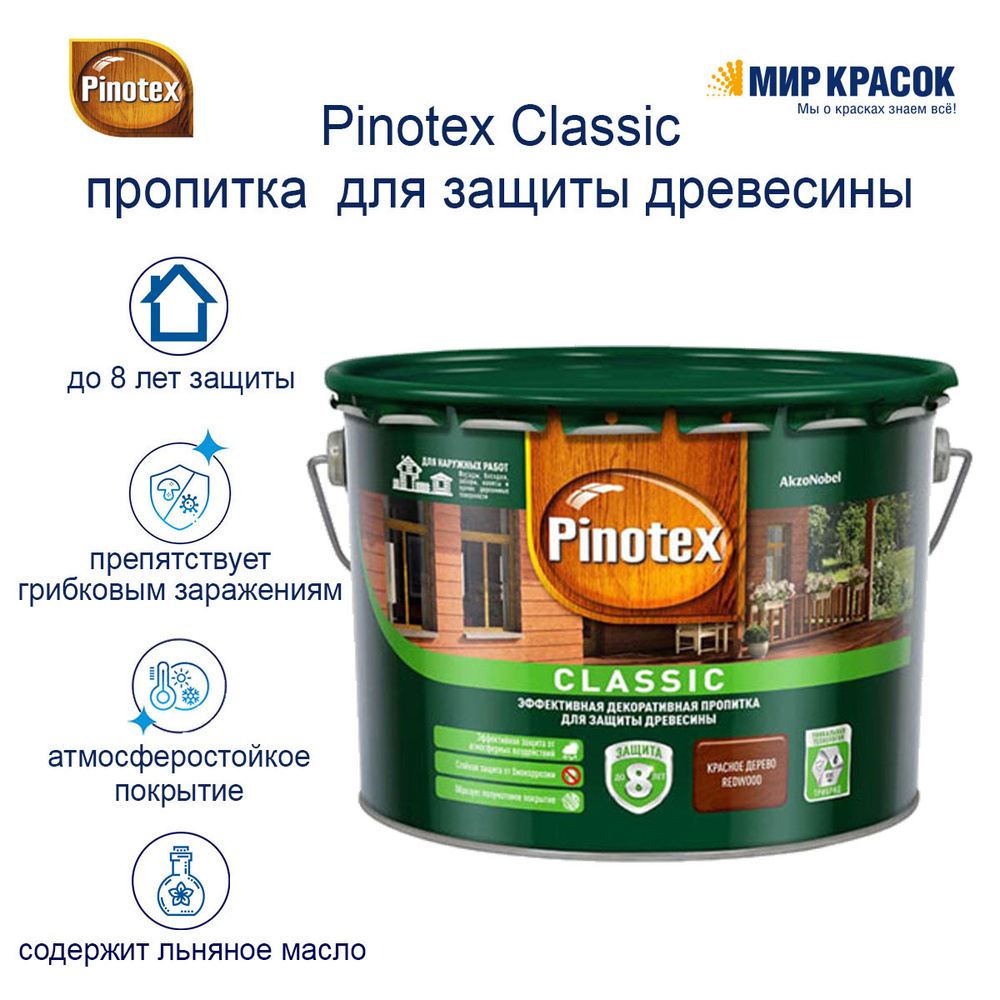 PINOTEX CLASSIC / Пинотекс Классик пропитка декоративная для защиты ...
