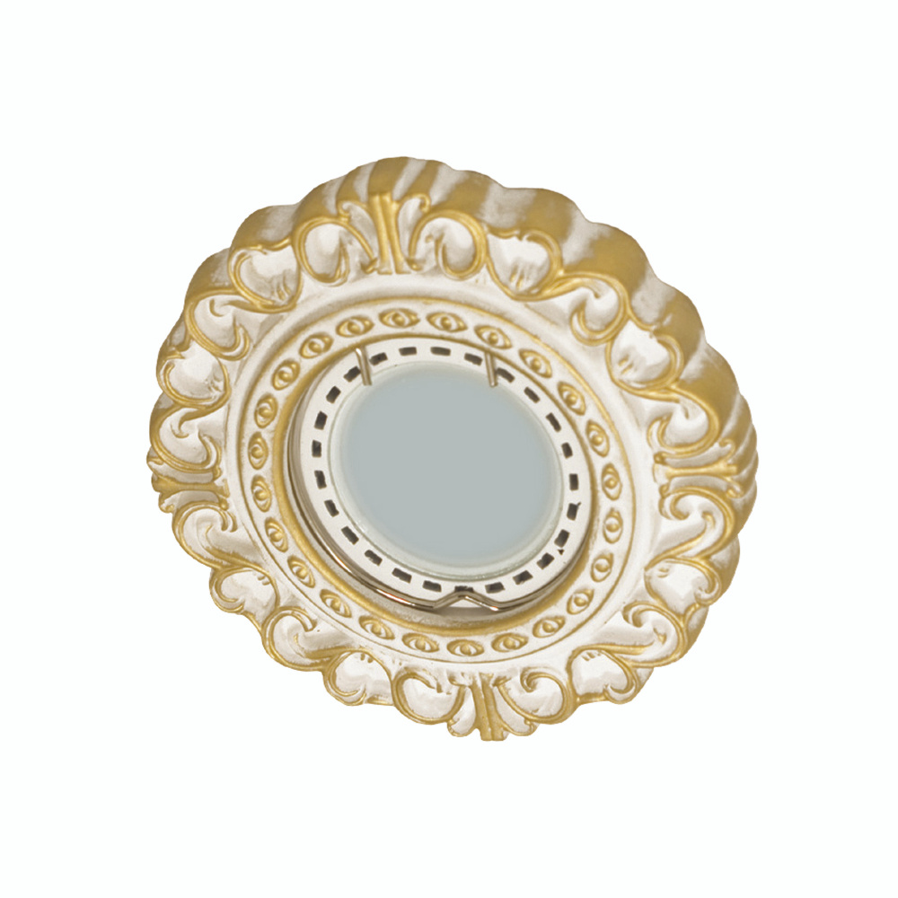 V40-100 Точечный (встраиваемый) светильник из гипса, белый-золото1хGU5 ...