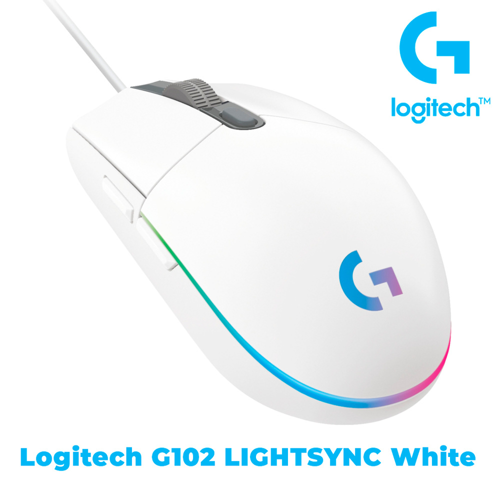Игровая мышь проводная Logitech LightSync G102 910-005823, белый ...