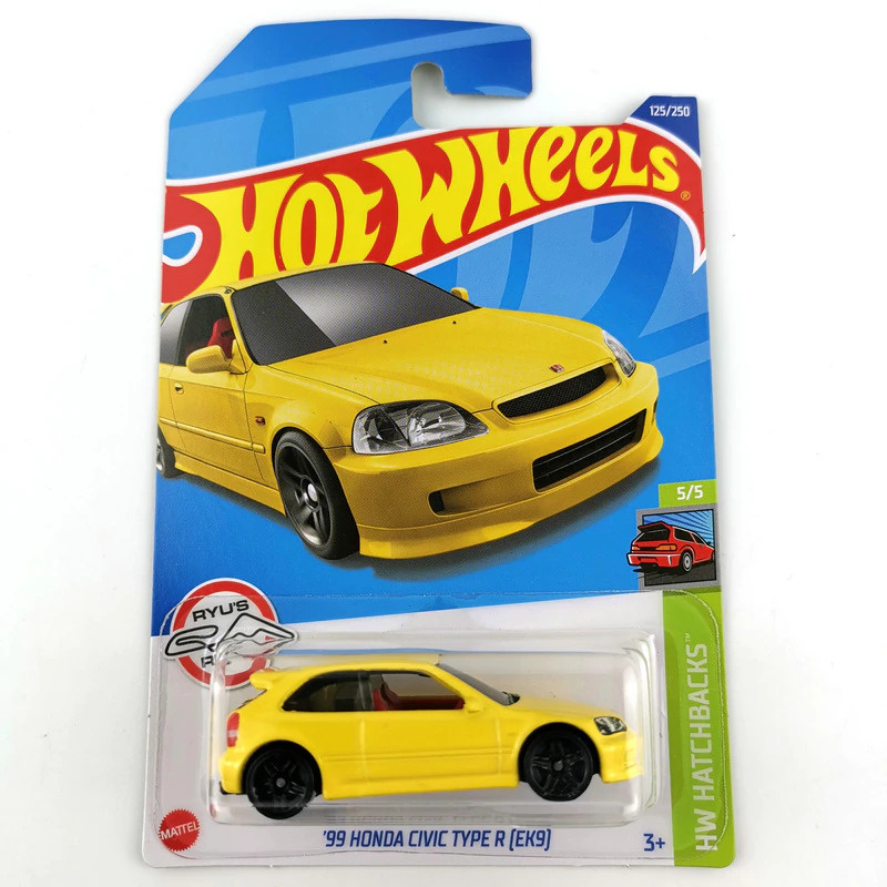 HCT98 Машинка металлическая игрушка Hot Wheels коллекционная модель 99 HONDA CIVIC TYPE R (EK9) желтый/ #1