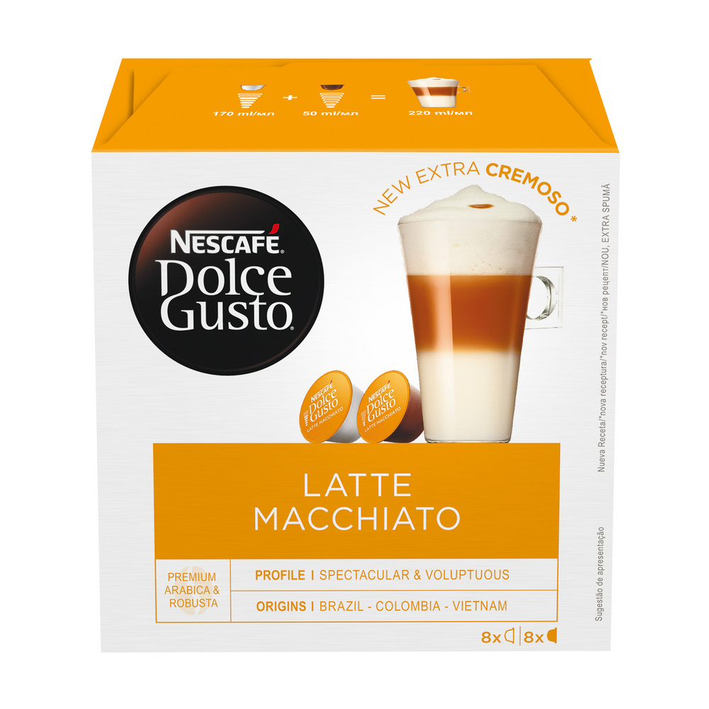 Кофе капсульный Nescafe Dolce Gusto Latte Macchiato, для системы Dolce  Gusto, 8 порций, 16 шт