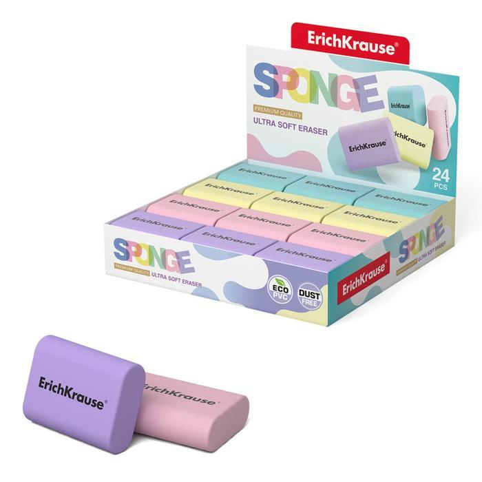 Ластик ErichKrause Sponge 37 х 33 х 15 мм, микс, цена 1 шт #1