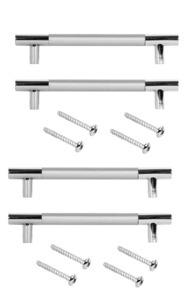 Ручка-рейлинг мебельная 128 мм, цвет серебристый, 4 шт #1