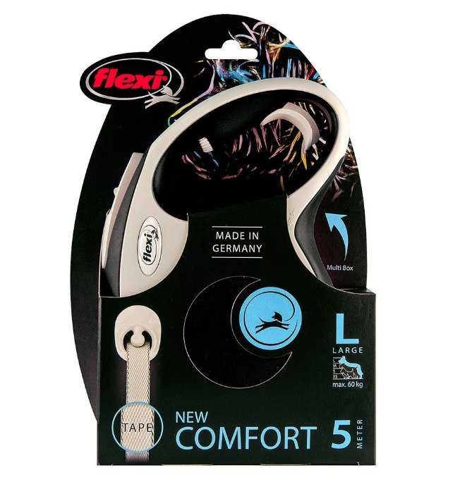 Поводок-рулетка flexi New Comfort лента L 5м до 60кг с рукояткой soft-touch  #1