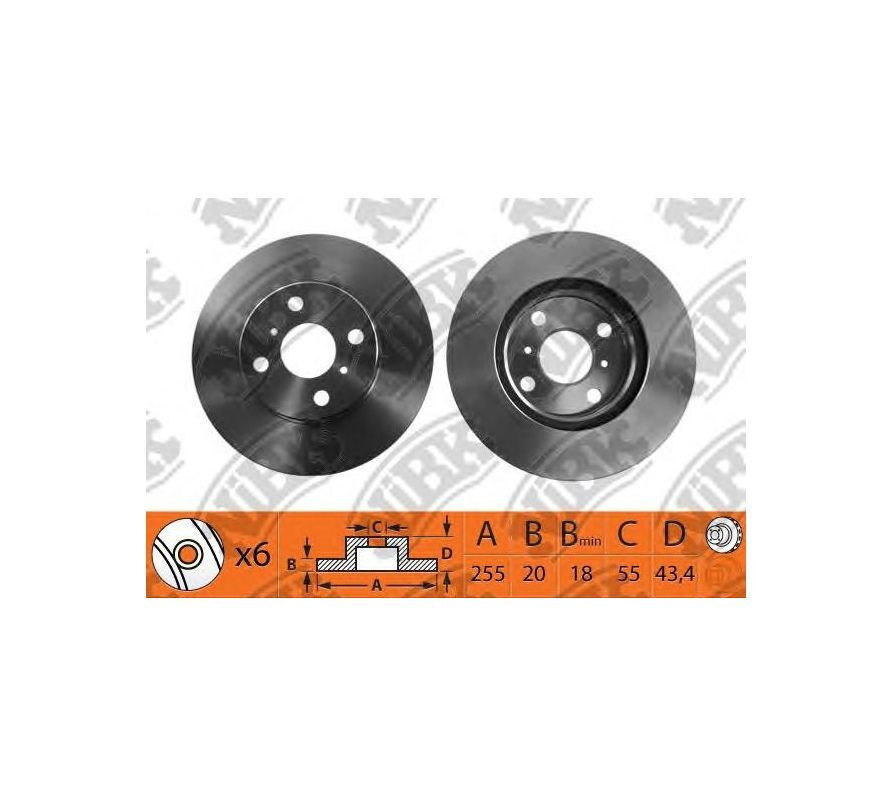 Диск тормозной TOYOTA YARIS 1.0-1.5 99- передний D 255мм.