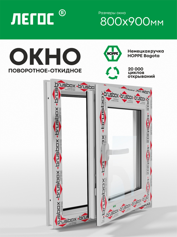 Пластиковое окно ПВХ BRUSBOX AERO 800х900 мм (ШхВ), одностворчатое ...