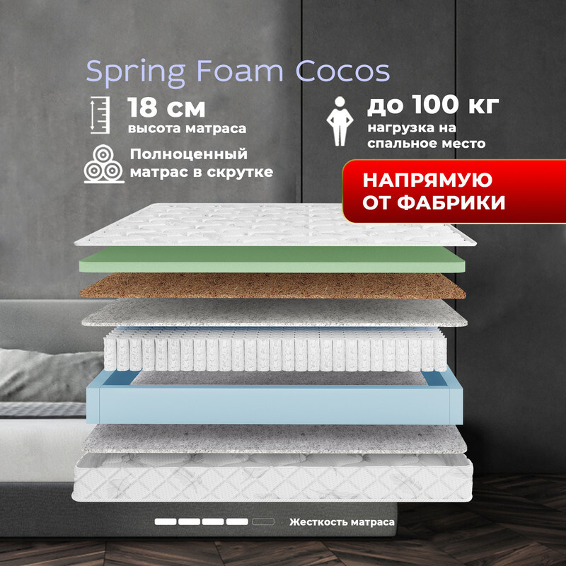 Dreamtec Матрас Spring Foam Cocos, Независимые пружины, 120х200 см #1