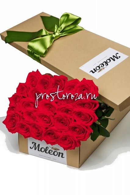 Розы Премиум 25 шт красные в крафт коробке 50 см арт.6623 - Просто роза ру  #1