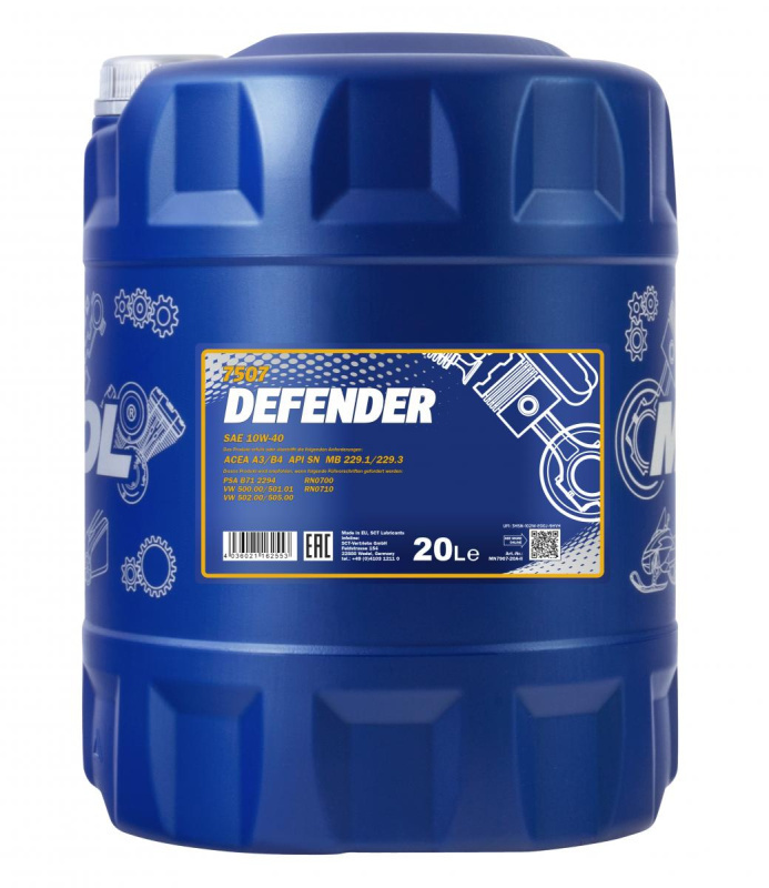 MANNOL DEFENDER 10W-40 Масло моторное, Полусинтетическое, 20 л #1