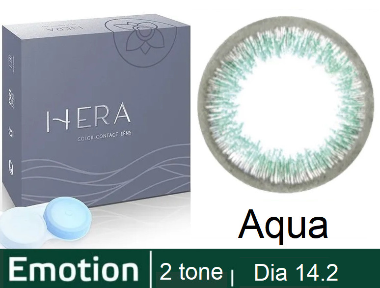 Hera Emotion Бирюзовые линзы -1.50 / 14.2 / 8.6, 2 тона(подходит для светлых и тёмных глаз), 2 штуки #1