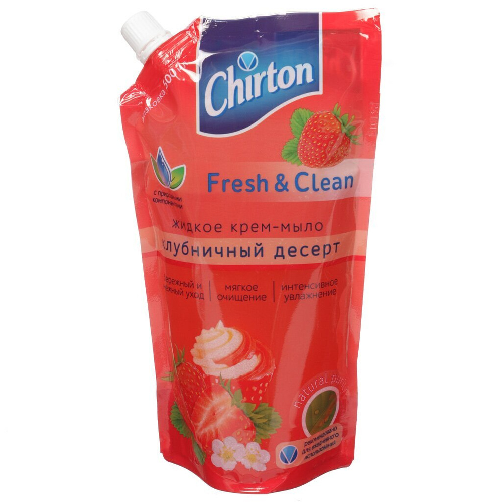 Крем-мыло жидкое Chirton Клубничный десерт Fresh&Clean запасной блок 500 мл #1