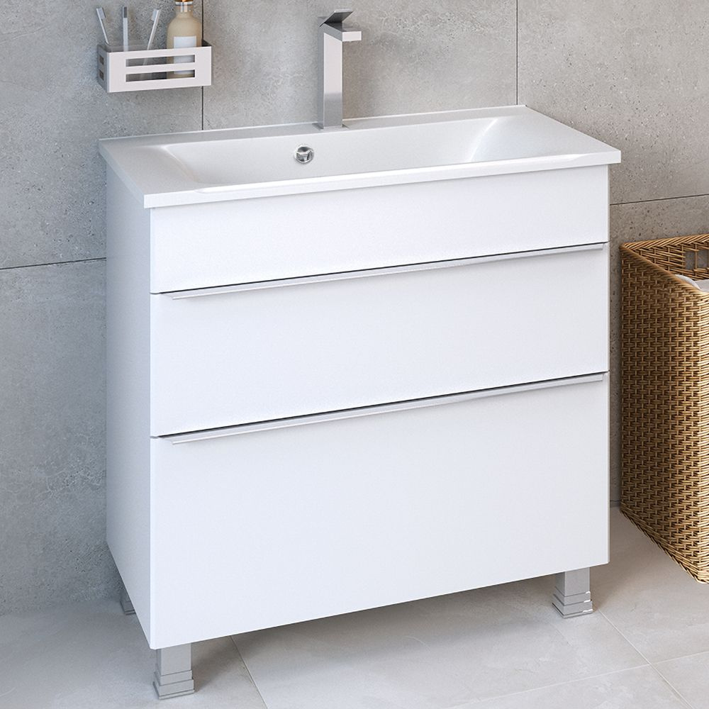 Тумба напольная AQUA DE MARCO / AXIOMA 80 см /2 ящ/ с умывальником ...