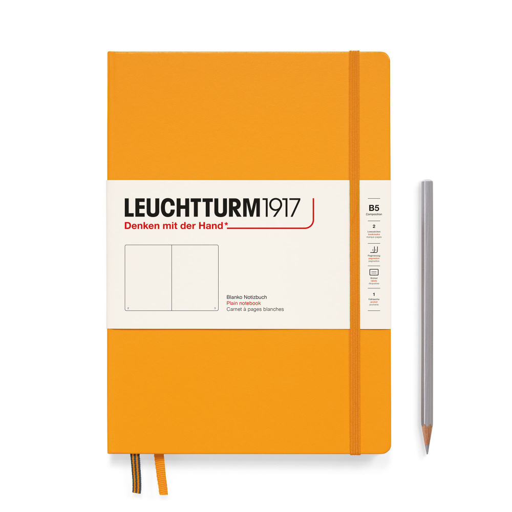 Блокнот Leuchtturm1917 Composition B5, нелинованный, твердая обложка, восходящее солнце + держатель для #1