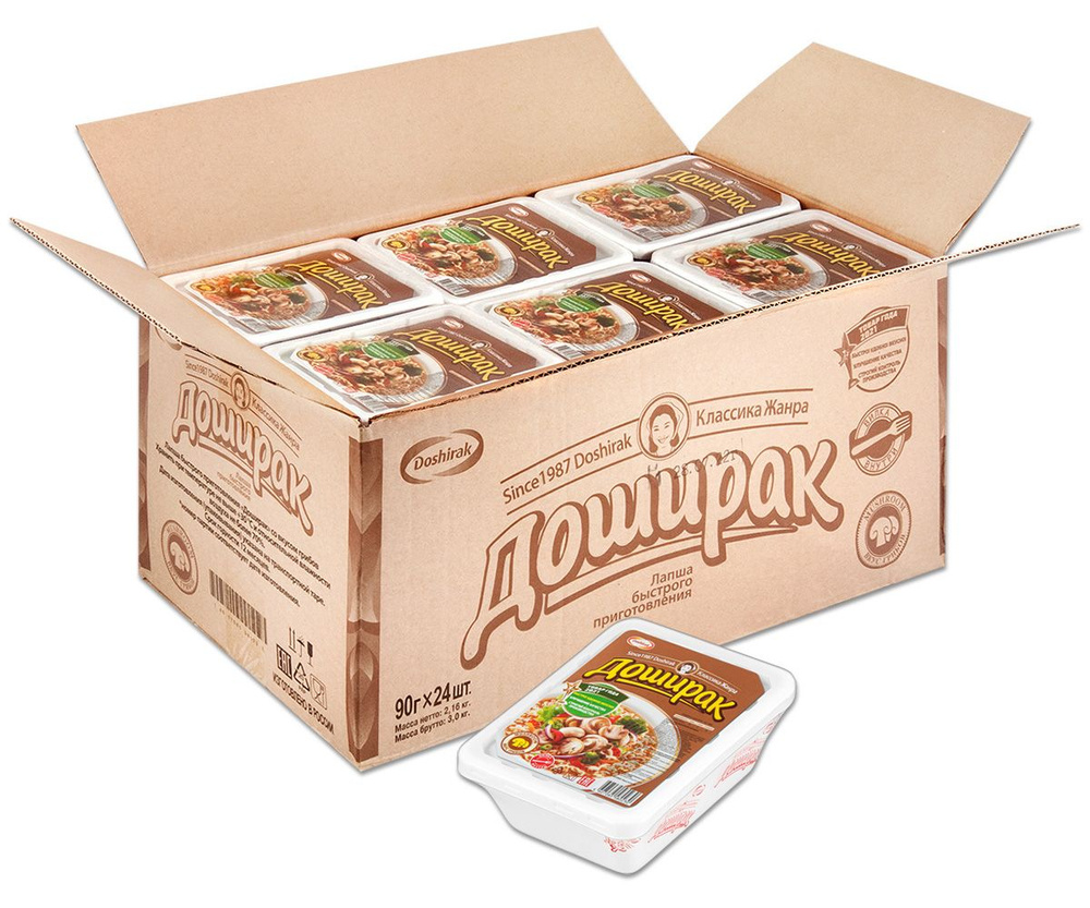 Лапша быстрого приготовления Доширак "Грибы", в лотке 90 г, 24 шт ...