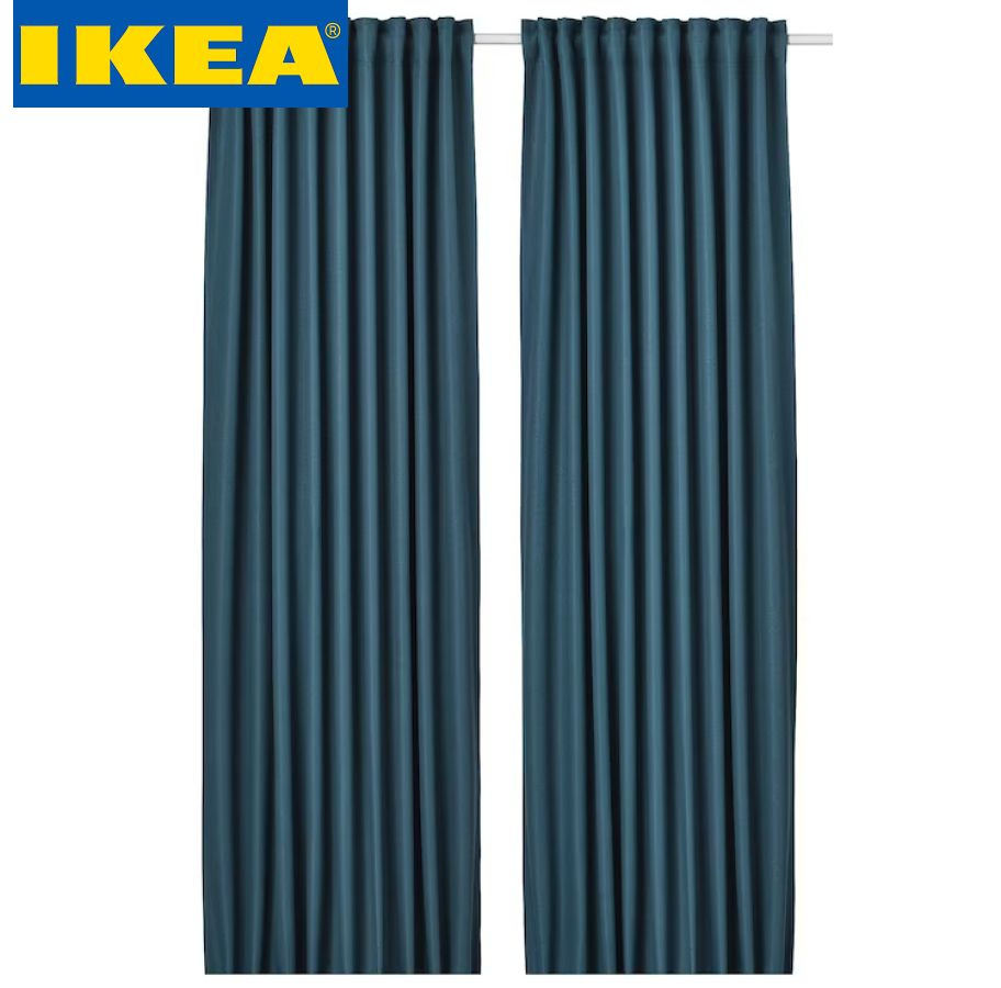 Комплект штор IKEA Шторы блэкаут на кольцах Икеа / Комплект из 2-х штор /  Для дома, гостиной, зала, кухни /Синего цвета /АННАКАЙСА / Подарок на Новый  год, рождество , 300х145см, синий, Полиэстер