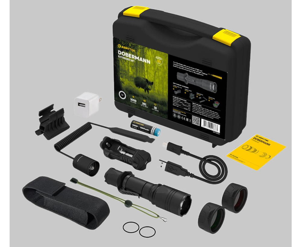 Тактический фонарь Armytek Dobermann Extended Set Холодный свет #1