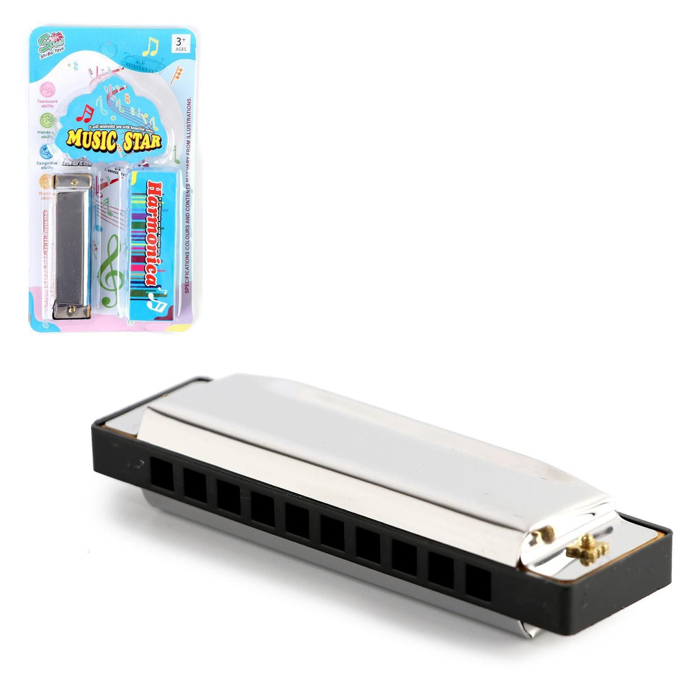 Гармошка губная детская Harmonica 10х2.7х1.8 см с футляром для хранения ...