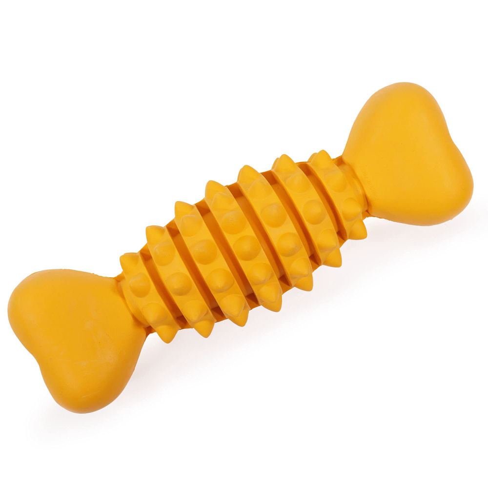 Игрушка для собак резиновая ROSEWOOD "Кость игольчатая", желтая, 20cм ...