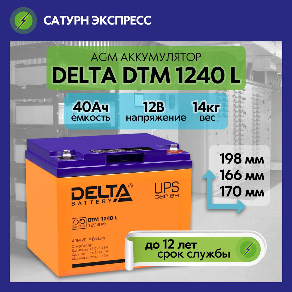 Батарея для ИБП Delta Battery DTM 1240 L, 450 В·А купить по выгодной ...