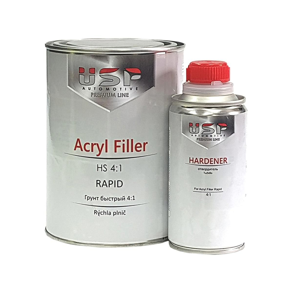 USP Premium Rapid HS 4:1 Acryl Filler Грунт быстрый автомобильный акриловый  (серый) 0,8 л. с отвердителем 0,2 л.