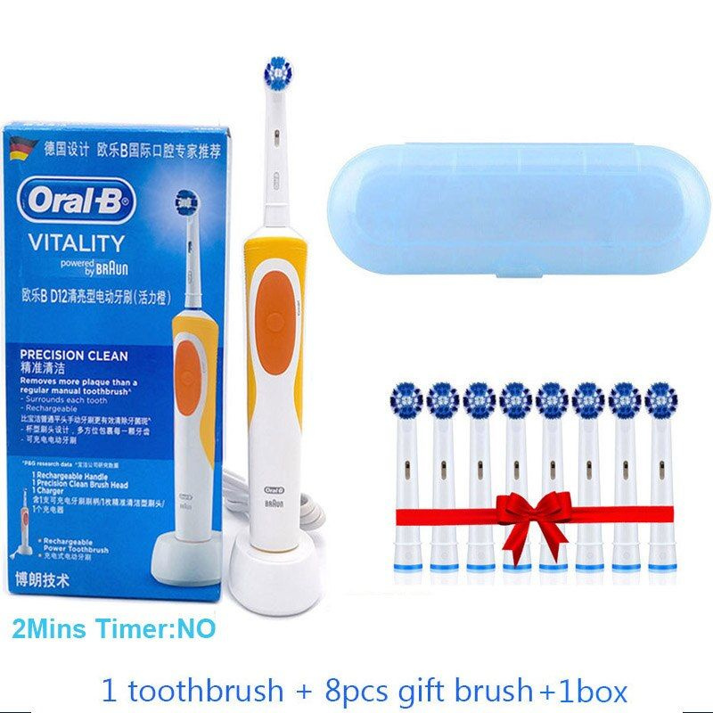 Oral-B Электрическая зубная щетка 1 зубная щетка 1 коробка 8 подарочных насадок, оранжевый, голубой  #1